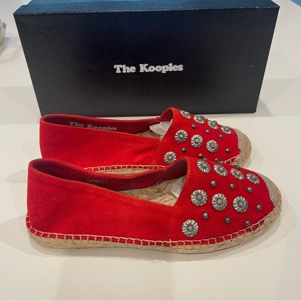 The Kooples Suede Leather And Embrode espadrille shoes NIB size 37